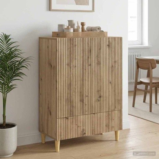 Шкаф LINEA с 2 врати и долно чекмедже, дъб артизан, 66 x 34,5 x 95 см