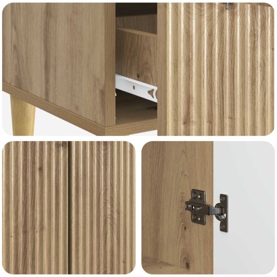 Шкаф LINEA с 2 врати и долно чекмедже, дъб артизан, 66 x 34,5 x 95 см