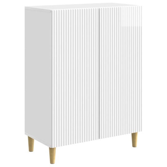 Шкаф LINEA с 2 врати и фрезовани фронтове, бял гланц, 66 x 34,5 x 90 см