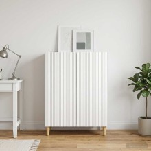 Шкаф LINEA с 2 врати и фрезовани фронтове, бял гланц, 66 x 34,5 x 90 см