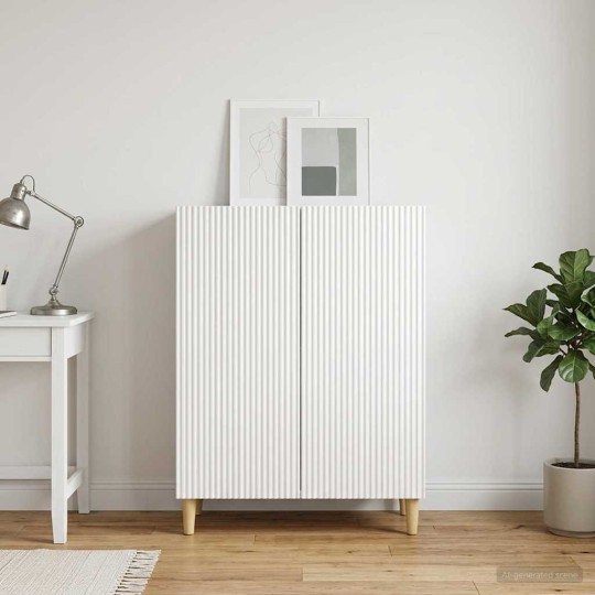Шкаф LINEA с 2 врати и фрезовани фронтове, бял гланц, 66 x 34,5 x 90 см
