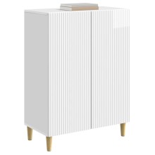 Шкаф LINEA с 2 врати и фрезовани фронтове, бял гланц, 66 x 34,5 x 90 см