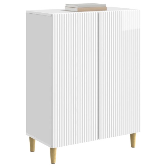 Шкаф LINEA с 2 врати и фрезовани фронтове, бял гланц, 66 x 34,5 x 90 см