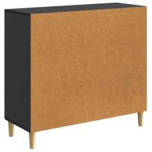Шкаф LINEA с 3 врати и фрезовани фронтове, черен, 89 x 34,5 x 80 см