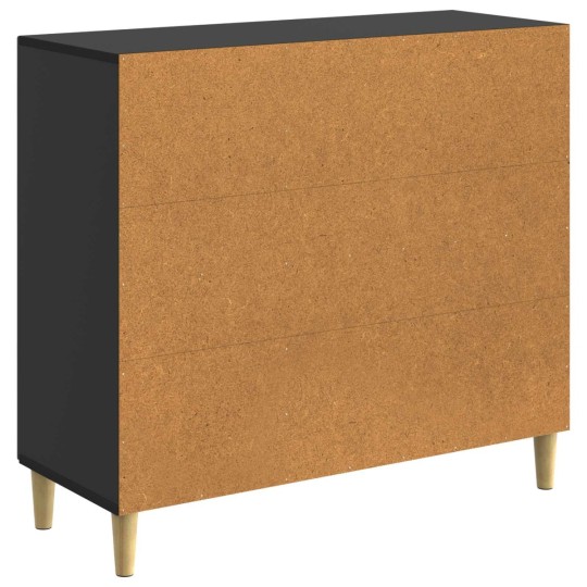 Шкаф LINEA с 3 врати и фрезовани фронтове, черен, 89 x 34,5 x 80 см