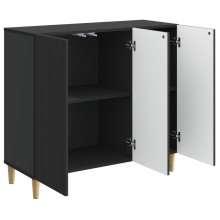 Шкаф LINEA с 3 врати и фрезовани фронтове, черен, 89 x 34,5 x 80 см
