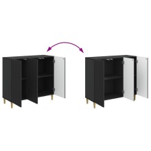 Шкаф LINEA с 3 врати и фрезовани фронтове, черен, 89 x 34,5 x 80 см