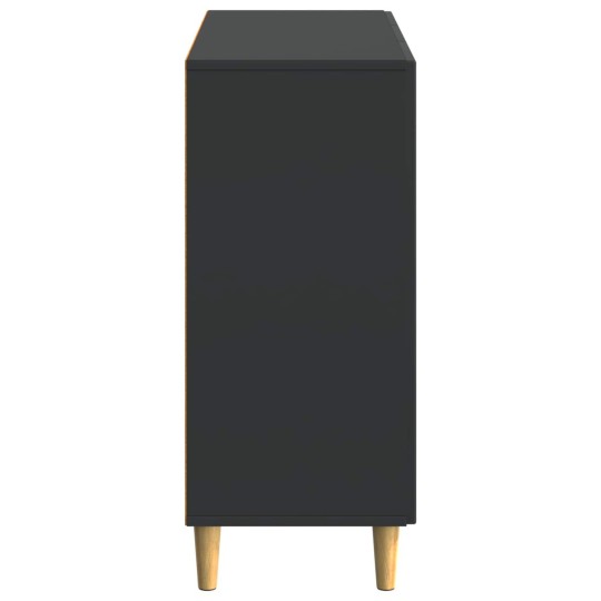 Шкаф LINEA с 3 врати и фрезовани фронтове, черен, 89 x 34,5 x 80 см