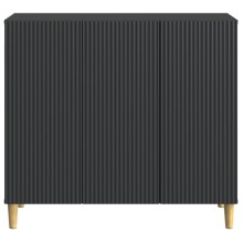 Шкаф LINEA с 3 врати и фрезовани фронтове, черен, 89 x 34,5 x 80 см