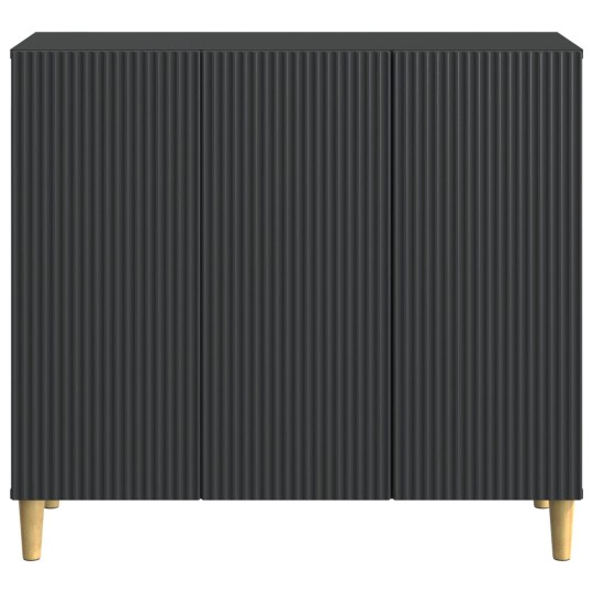 Шкаф LINEA с 3 врати и фрезовани фронтове, черен, 89 x 34,5 x 80 см