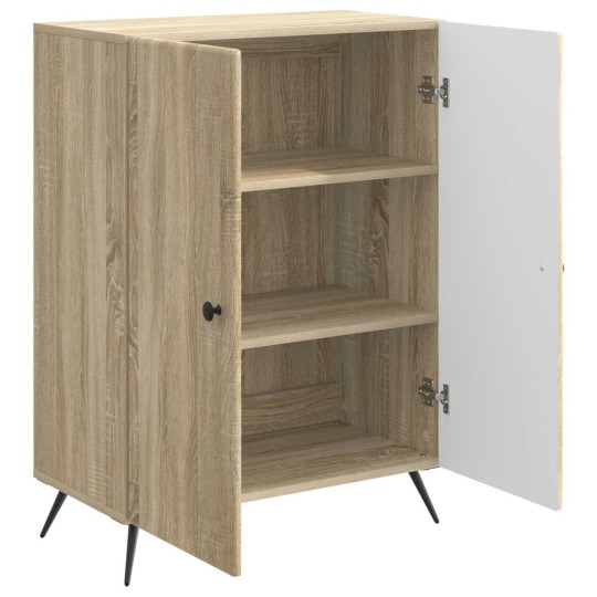 Шкаф с 2 врати и геометрични фронтове, дъб сонома, 66 x 34,5 x 90 см