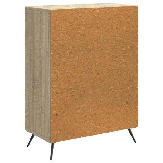 Шкаф с 2 врати и геометрични фронтове, дъб сонома, 66 x 34,5 x 90 см