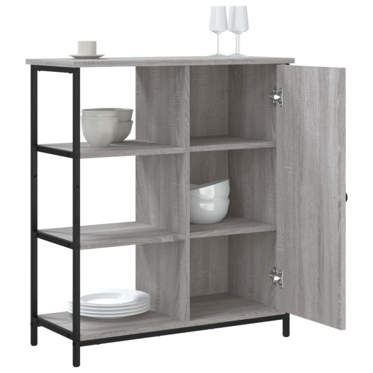 Шкаф с врата и открити отделения, сив дъб сонома, 70 x 30 x 80 см