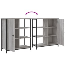 Шкаф с врата и открити отделения, сив дъб сонома, 70 x 30 x 80 см