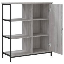 Шкаф с врата и открити отделения, сив дъб сонома, 70 x 30 x 80 см