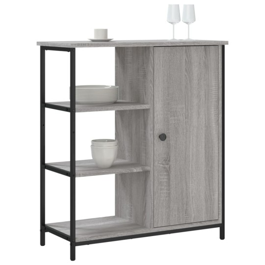 Шкаф с врата и открити отделения, сив дъб сонома, 70 x 30 x 80 см