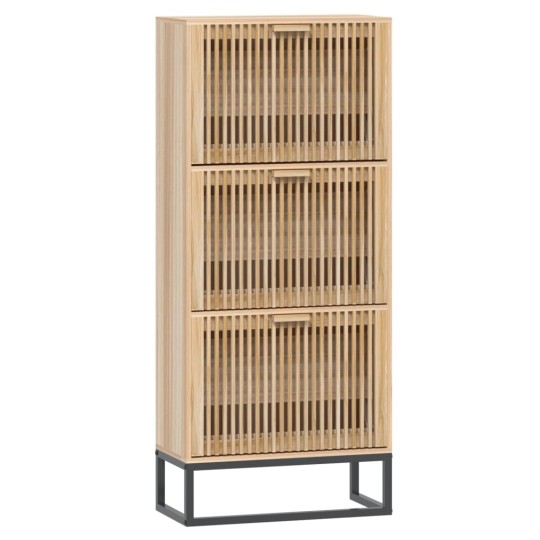 Шкаф за обувки NORD с ламелни фронтове, кафяв, 52 x 25 x 120 см