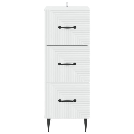 Скрин RIVA с вертикално фрезовани фронтове на чекмеджетата, бял, 33 x 34,5 x 89,5 см
