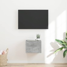 Стенен ТВ шкаф LINEA с вертикално фрезован фронт, бетонно сив, 39 x 31 x 29,5 см