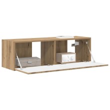 Стенен ТВ шкаф LINEA с вертикално фрезован фронт, дъб артизан, 98 x 31 x 29,5 см