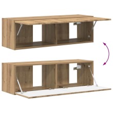 Стенен ТВ шкаф LINEA с вертикално фрезован фронт, дъб артизан, 98 x 31 x 29,5 см