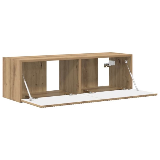 Стенен ТВ шкаф LINEA с вертикално фрезован фронт, дъб артизан, 98 x 31 x 29,5 см