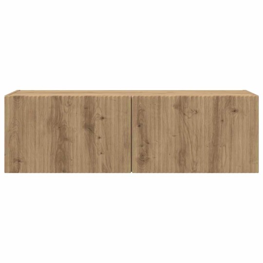 Стенен ТВ шкаф LINEA с вертикално фрезован фронт, дъб артизан, 98 x 31 x 29,5 см