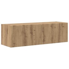 Стенен ТВ шкаф LINEA с вертикално фрезован фронт, дъб артизан, 98 x 31 x 29,5 см