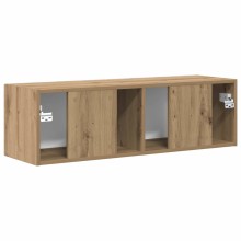 Стенен ТВ шкаф LINEA с вертикално фрезован фронт, дъб артизан, 98 x 31 x 29,5 см