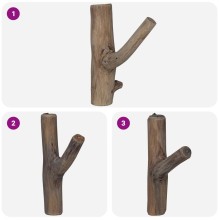 Стенна кука с форма на клон, масивна регенерирана дървесина, 4 x 4 x 14 см