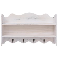 Стенна закачалка за палта, бяла, 50 x 10 x 30 см, дърво