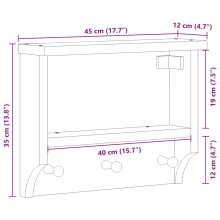 Стенна закачалка за палта SANDNES 45 x 12 x 35 см, масивна дървесина, бор