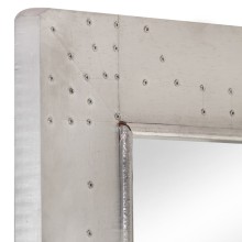 Стенно индустриално огледало с метална рамка и декоративни нитове 110 x 50 см