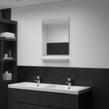 Стенно огледало от закалено стъкло с отделен рафт 50 x 60 см