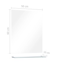 Стенно огледало от закалено стъкло с отделен рафт 50 x 60 см