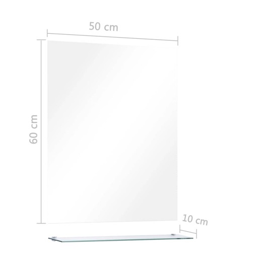Стенно огледало от закалено стъкло с отделен рафт 50 x 60 см