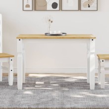Трапезна маса Corona в стил Rustic, бяла чамова дървесина масив, 112 x 60 см