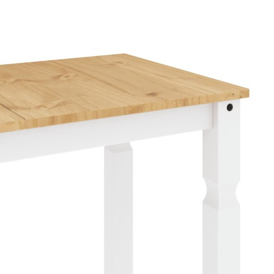 Трапезна маса Corona в стил Rustic, бяла чамова дървесина масив, 112 x 60 см