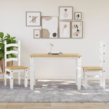 Трапезна маса Corona в стил Rustic, бяла чамова дървесина масив, 112 x 60 см