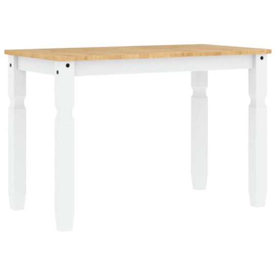 Трапезна маса Corona в стил Rustic, бяла чамова дървесина масив, 112 x 60 см