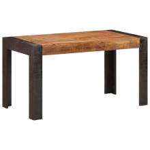 Трапезна маса в стил Artisan, кафяво масивно мангово дърво и черна основа, 140 x 70 см