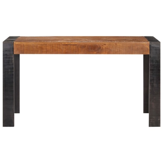 Трапезна маса в стил Artisan, кафяво масивно мангово дърво и черна основа, 140 x 70 см