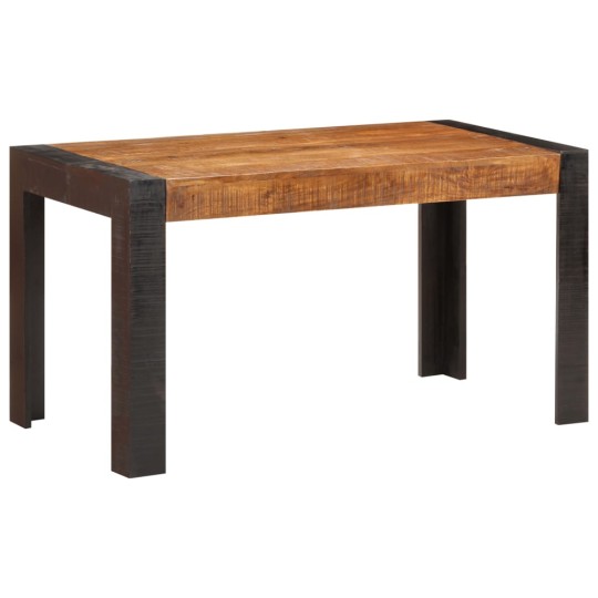 Трапезна маса в стил Artisan, кафяво масивно мангово дърво и черна основа, 140 x 70 см
