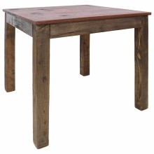Трапезна маса в стил Artisan, кафяво многоцветно регенерирано масивно дърво, 82 x 80 см