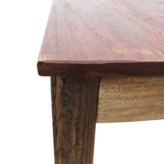 Трапезна маса в стил Artisan, кафяво многоцветно регенерирано масивно дърво, 82 x 80 см