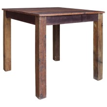 Трапезна маса в стил Artisan, кафяво многоцветно регенерирано масивно дърво, 82 x 80 см