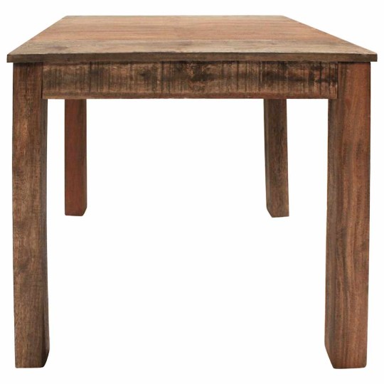 Трапезна маса в стил Artisan, кафяво многоцветно регенерирано масивно дърво, 82 x 80 см