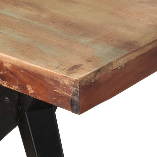 Трапезна маса в стил Artisan / Vintage, регенерирано дърво масив и черна стомана, 200 x 90 см