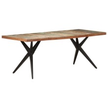 Трапезна маса в стил Artisan / Vintage, регенерирано дърво масив и черна стомана, 200 x 90 см