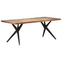 Трапезна маса в стил Artisan / Vintage, регенерирано дърво масив и черна стомана, 200 x 90 см